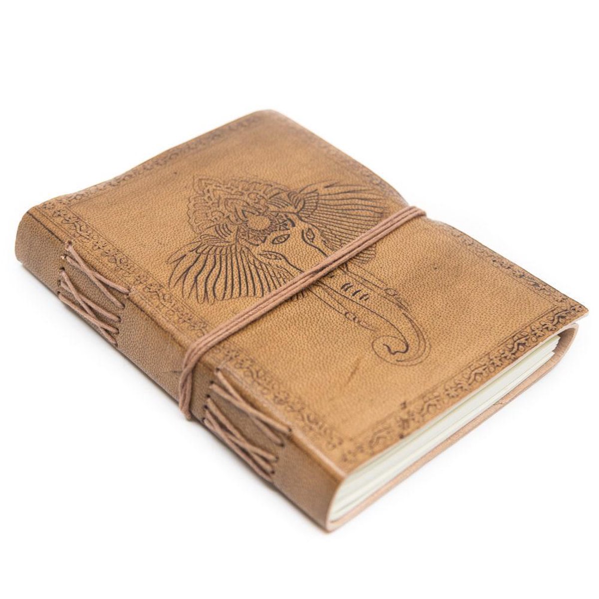 Handgemaakt Leren Notieboekje Ganesha (17,5 x 13 cm)