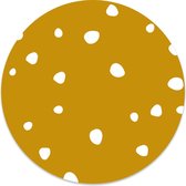 Label2X Muurcirkel kids dots okergeel - Ø 20 cm / Forex - Wandcirkel kids dots - Wandcirkel kinderkamer - Wandcirkel rond - Wanddecoratie woonkamer - Wandcirkel - Muurcirkel binnen - Wandbord rond - Muurcirkel - WallCircle