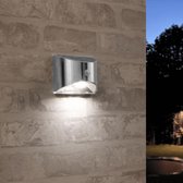 Solar wandlamp buiten 'Flint' - Koud wit licht - Met bewegingsmelder - Tuinverlichting op zonne-energie - Luxe wandlamp - RVS