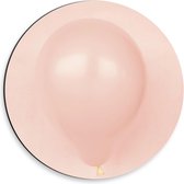 Dibond Wandcirkel - Roze Ballon op Roze Achtergrond  - 30x30cm Foto op Aluminium Wandcirkel (met ophangsysteem)
