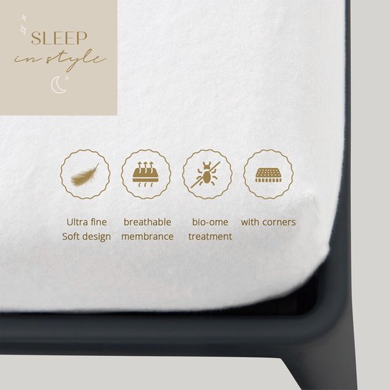 Sleep in Style Molton hoeslaken |Matrasbeschermer|60x120 cm ledikant| Extra dik en zacht 200grams/m2 | Vochtabsorberend en ademend | anti-allergeen | tot 20 cm hoekhoogte|