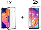 Samsung A10 Hoesje - Samsung Galaxy A10 Hoesje shock proof case transparant cover - Full cover - 2x Samsung A10 Screenprotector