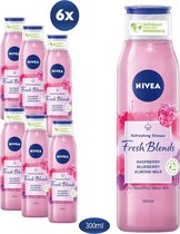 Nivea Fresh Blends Douchegel Raspberry  6 x 300 ml - voordeelverpakking