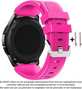 Neon roze Siliconen Sporthorloge Bandje voor 20mm Smartwatches - zie compatibele modellen van Samsung, Pebble, Garmin, Huawei, Moto, Ticwatch, Citizen en Q – Maat: zie maatfoto – 20 mm pink rubber smartwatch strap