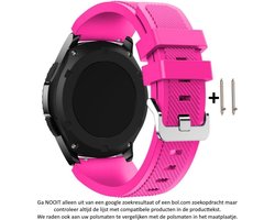 Neon roze Siliconen Sporthorloge Bandje voor 20mm Smartwatches - zie compatibele modellen van Samsung, Pebble, Garmin, Huawei, Moto, Ticwatch, Citizen en Q – Maat: zie maatfoto – 20 mm pink rubber smartwatch strap