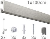 Click Rail / Ophangrail - Geborsteld Zilver - Complete Set 100 cm