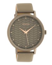 OOZOO Timepieces - Taupe horloge met taupe leren band - C10657 - Ø45