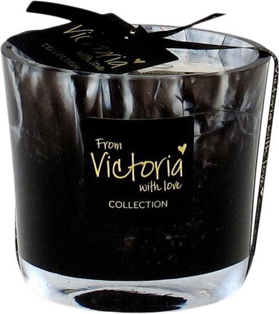 Victoria with Love - Kaars - Geurkaars - Marble black - Medium - Glas