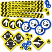 (R10 antislip) Preventie sticker set 29 delig COVID-19 mondkapje