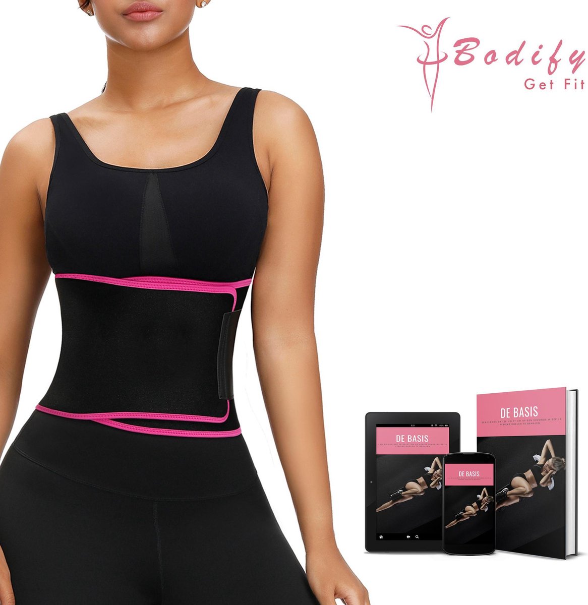 Bodify Afslankband-Incl. E-Book-Zweetband-Sauna Belt-Sweat Belt-Waist Trainer-Waist Shaper-Shapewea