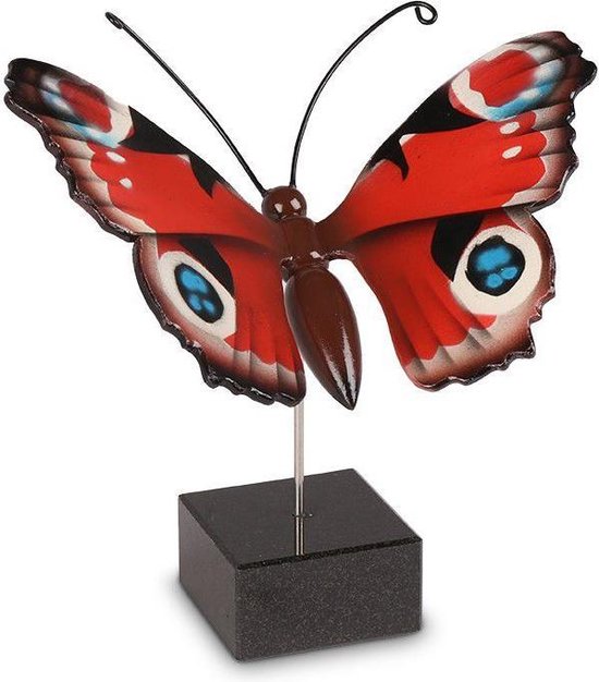 Handbeschilderde urn vlinder in hout - rood - type Dagpauwoog - Asbeeld Dieren Urn Voor Uw Geliefde Dier - Kat - Hond - Paard - Konijn