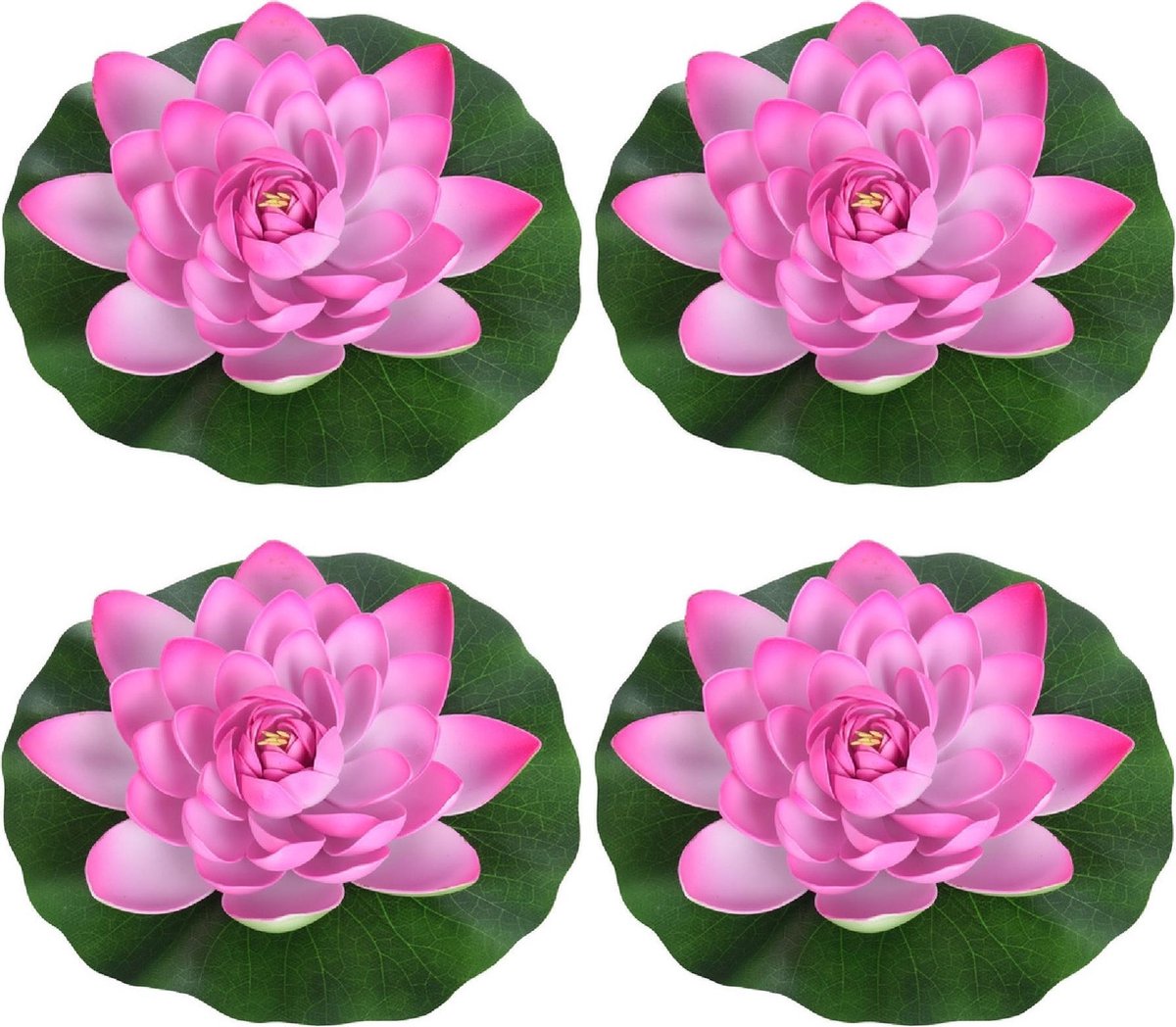 Merkloos Sans marque 4x Roze drijvende kunst waterlelie bloemen 18 cm Tuinaccessoires Vijverbenodigdheden Vijverdecoratie Nep kunst bloemen planten Waterlelies
