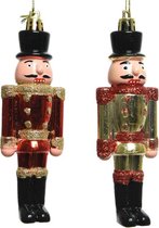 2x Kerstboomhangers notenkrakers poppetjes/soldaten 9 cm - Kerstboomversiering kerstornamenten/kersthangers