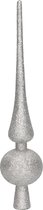 1x Zilveren kunststof kerstboom piek 29 cm glitter - Kunststof - Kerstboomversieringen zilver