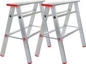 Euroscaffold Aluminium Schraag set 2 stuks | Max belasting 330 per schraag | EN131 | Werkbank | Zaagbok | Klapschraag | Werkbordes | Antislip profiel | 6 KG per schraag