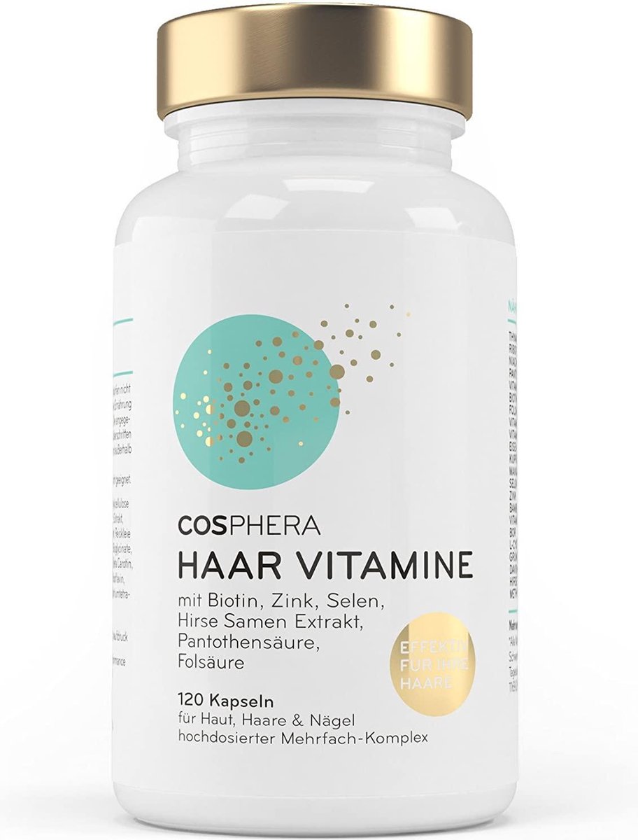 cosphera haar vitamines biotine haargroei producuten huid haar nagels 120 veganistische capsules