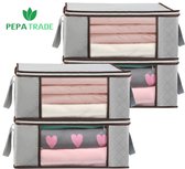Opbergtas en Organiser - 60 x 45 x 30 cm - Set van 4 stuks - 55 Liter - Opbergbox - Storage Box - Grijs