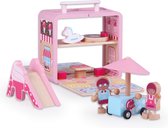 LOEF - draagbare poppenhuis - met glijbaan 'Candy house' - draagbaar - duurzaam speelgoed - eco+