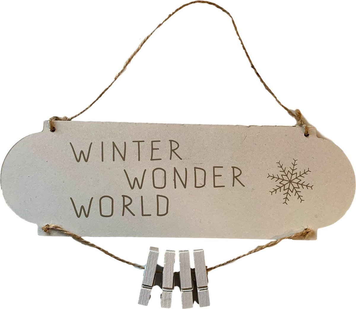 Winter Wonder World - Hang decoratie met knijpers - Hout