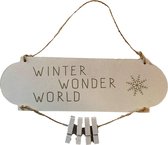Winter Wonder World - Hang decoratie met knijpers - Hout