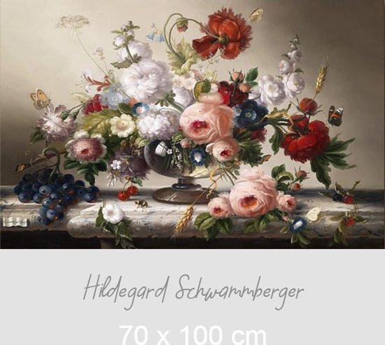 Allernieuwste peinture sur toile Hildegard Schwammberger Fleurs Nature morte - Réalisme - Affiche - 70 x 100 cm - Couleur