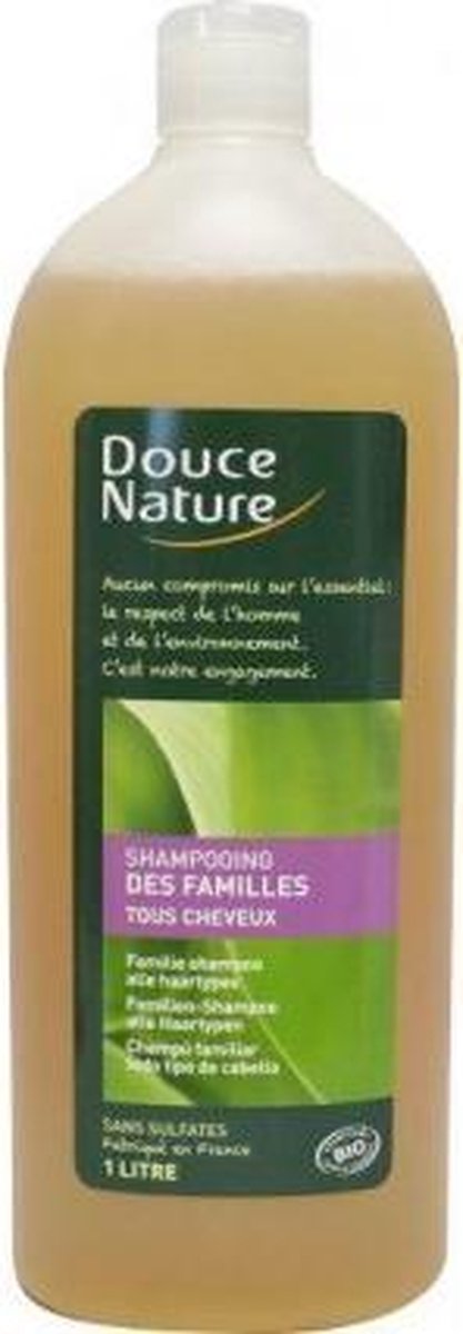 Douce Nature Shampoo glanzend haar met groene thee familie 1 liter
