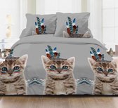 Inspirations - Cat Indian - Dekbedovertrek - Grijs - 2 Persoons - 200 x 200/220 cm