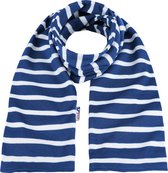 Bretonse streep sjaal Royalblue met witte strepen 15x140cm
