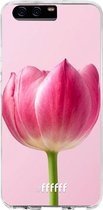 Huawei P10 Hoesje Transparant TPU Case - Pink Tulip #ffffff