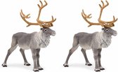 Set van 2x stuks plastic speelgoed figuren dieren rendieren van 12,5 cm - Kunststof dier