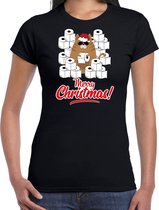 Fout Kerst shirt / Kerst t-shirt met hamsterende kat Merry Christmas zwart voor dames- Kerstkleding / Christmas outfit 2XL