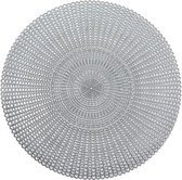 6x Ronde placemats zilver geponste gaatjes 41 cm - Tafeldecoratie - Borden onderleggers van kunststof