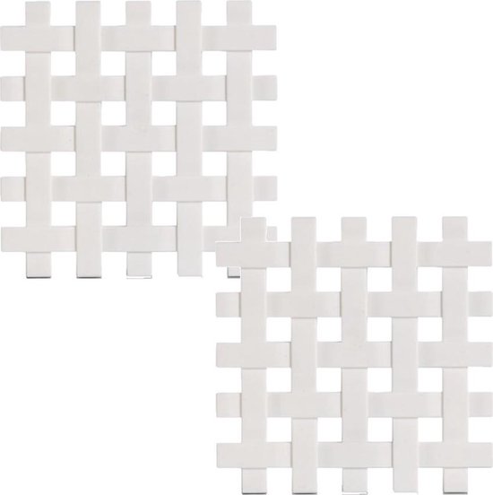 Set van 3x stuks witte pannenonderzetters gevlochten siliconen 17 x 17 cm - Keukenbenodigdheden - Kookbenodigdheden - Onderzetters