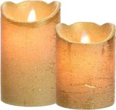 Led kaarsen combi set 2x stuks goud in de hoogtes 10 en 12 cm - Home deco kaarsen