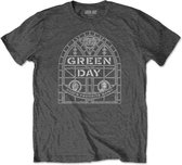 Green Day Heren Tshirt -2XL- Stained Glass Arch Grijs