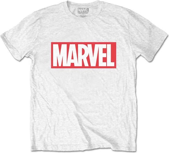 Marvel - Box Logo Heren T-shirt - M - Wit