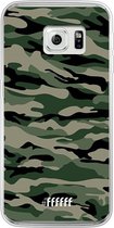 Samsung Galaxy S6 Edge Hoesje Transparant TPU Case - Woodland Camouflage #ffffff