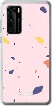 Huawei P40 Hoesje Transparant TPU Case - Terrazzo N°8 #ffffff