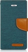 Luxe Denim Book case voor Apple iPhone 6 - iPhone 6s - Groen - Spijkerstof - Portemonnee hoesje