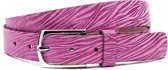 A-Zone Dames riem roze zebra look - dames riem - 3 cm breed - Roze - Echt Leer - Taille: 95cm - Totale lengte riem: 110cm