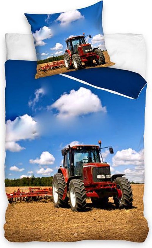 Zilver grijnzend pak DREAMEE Dekbedovertrek Red Tractor - Eenpersoons - 140x200 cm - Multi |  bol.com
