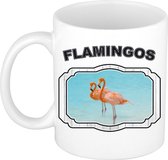 Dieren flamingo beker - flamingos/ flamingo vogels mok wit 300 ml