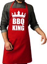 BBQ King barbeque schort/keukenschort bordeaux rood voor heren - bbq schorten