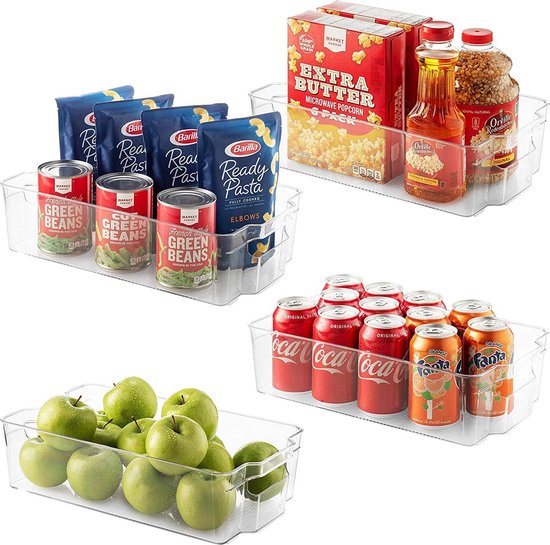 Buxibo 4x Koelkast Organizers Set - Stapelbare Koelkast Bakken