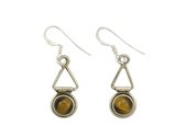 Zilveren oorbellen Tijgeroog 925 zilver (incl. oorbelstoppers)