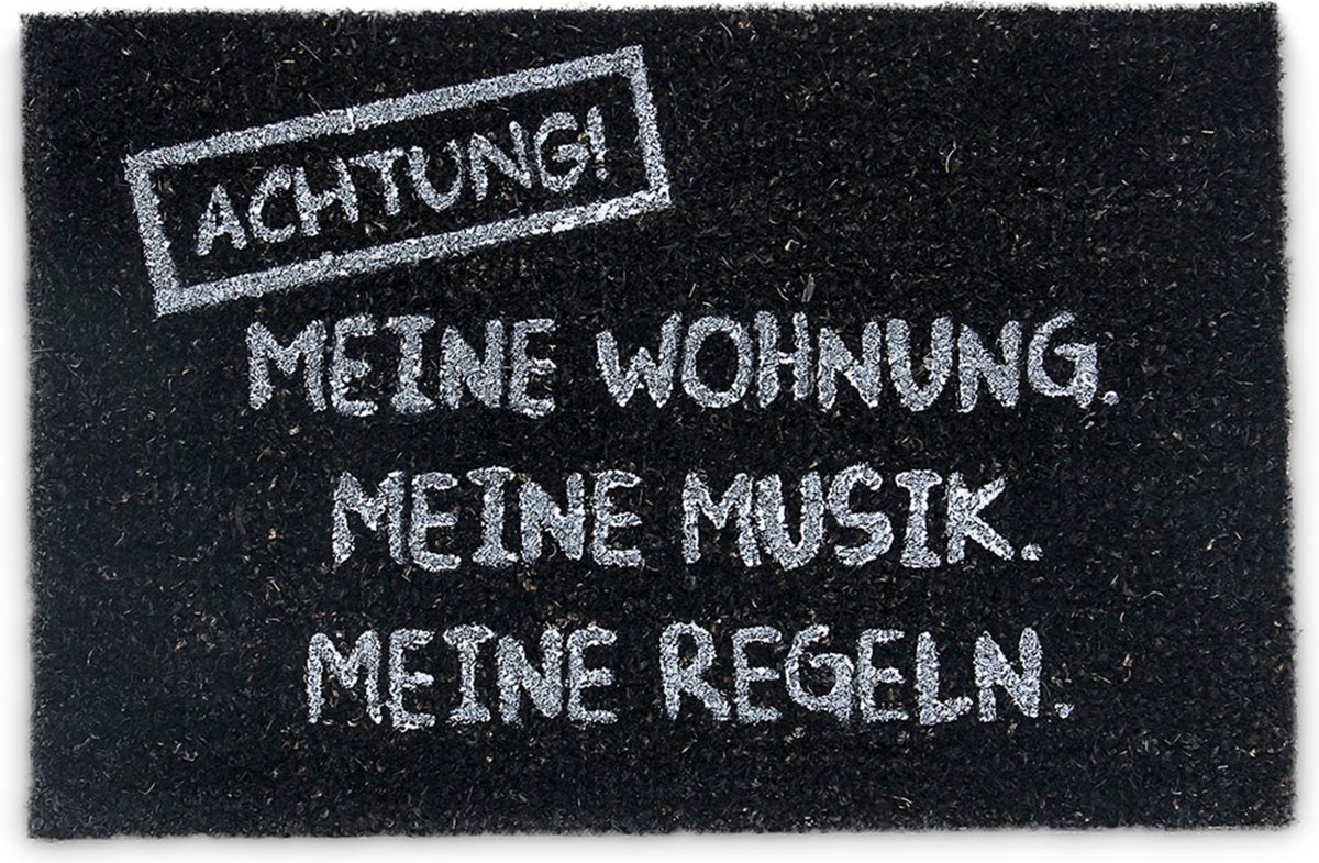 deurmat kokos - MEINE WOHNUNG grappig - 40 x 60 cm - antislip - zwart