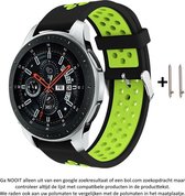 Zwart Groen Siliconen Bandje voor 20mm Smartwatches (zie compatibele modellen) van Samsung, Pebble, Garmin, Huawei, Moto, Ticwatch, Seiko, Citizen en Q – Maat: zie maatfoto – 20 mm