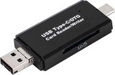SVH Company 3-in-1 Geheugenkaartlezer - USB Type C, USB 2.0 A en Micro USB - SD en Micro SD Kaart Lezer - Windows en MacOS Compatible