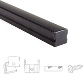 1 meter aluminium led strip profiel opbouw - Zwart - 15 mm hoog - Slim line - Compleet incl. afdekkap
