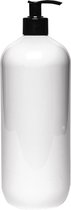 Lege plastic fles 1 Liter PET wit - met zwarte pomp - set van 10 stuks - Navulbaar - leeg